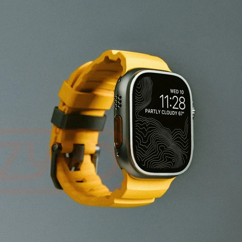 กีฬาซิลิโคนสําหรับ Apple Watch Ultra 2 10 9 8 7 6 SE 5 4 ไทเทเนียมสร้อยข้อมือโลหะสําหรับ iWatch 42 มม.44 มม.45 มม.46 มม.49 มม.