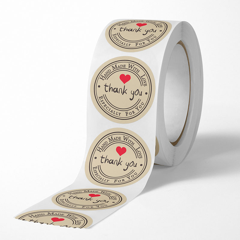 500枚 クラフト紙 手作り 愛を込めてありがとうステッカー DlY デコレーションラベル ギフトやベーキングシーリングを飾るのに最適