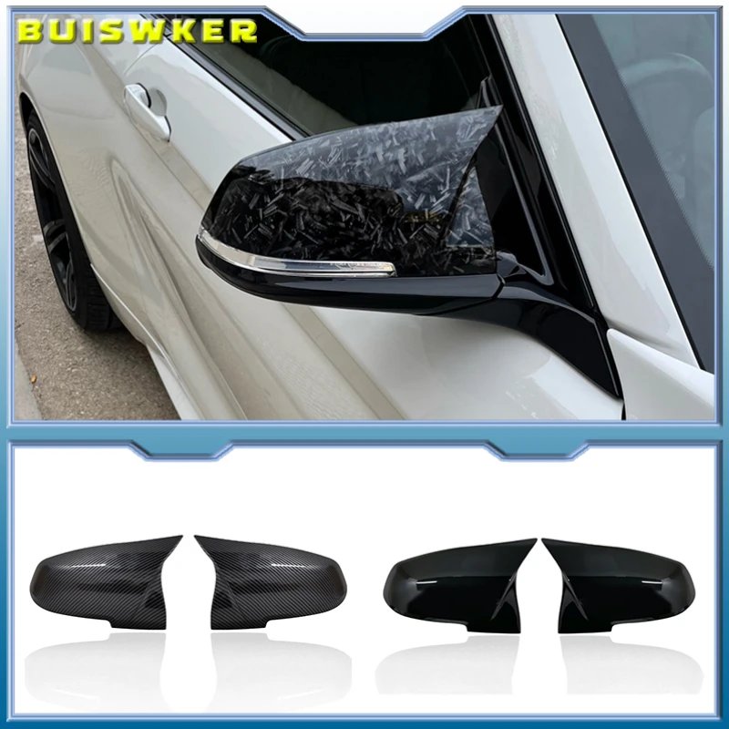 1 par de tampas de cobertura de espelho retrovisor lateral para BMW 1 2 3 4 séries F20 F30 F31 F32 F34 F36 E84 2014 -2019 ABS preto brilhante