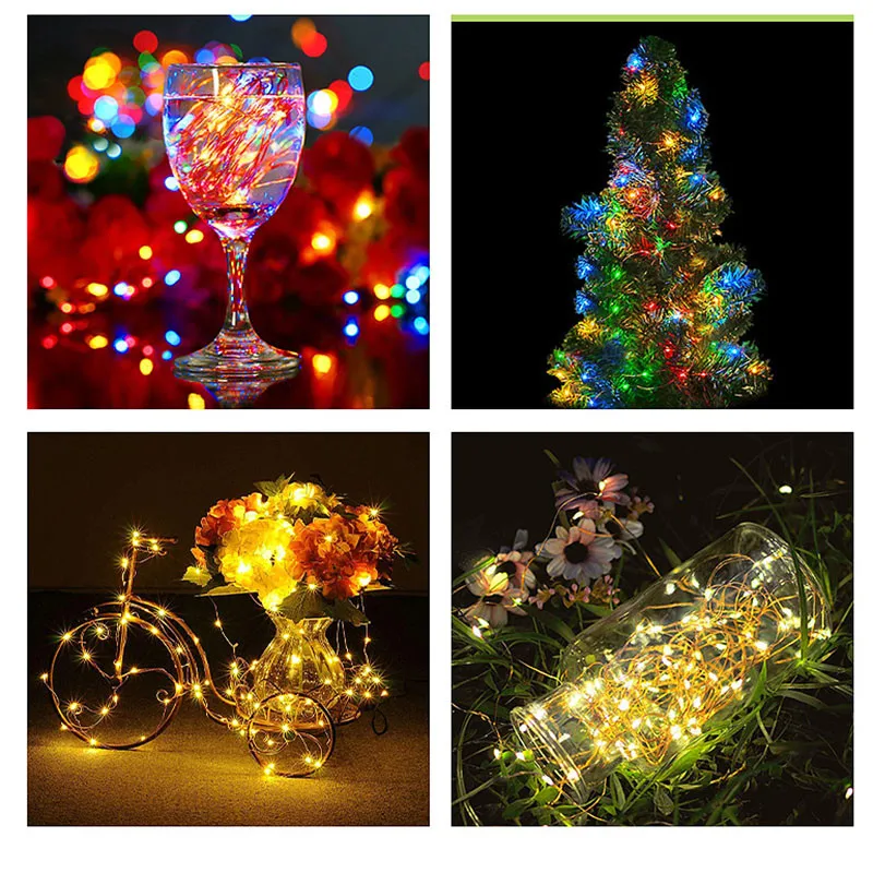 Luce natalizia 5-20 m Lucine con telecomando impermeabile Decorazione a batteria/USB Timer a 8 modalità Stringa LED Filo di rame