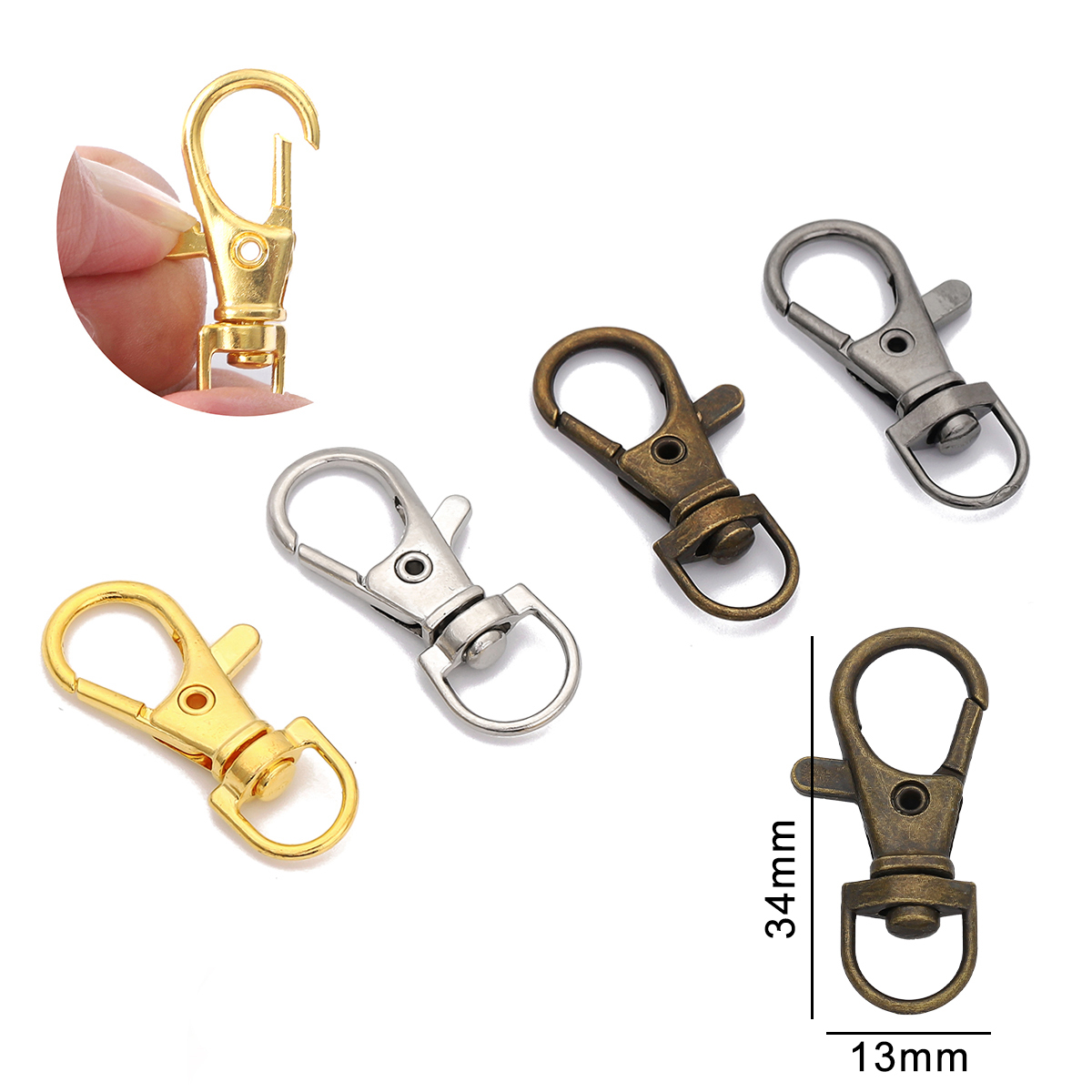 Split Key Ring com fecho giratório da lagosta, conector para o cinto do saco e correntes do cão, jóias DIY fazendo Descobertas, 20 PCs/Lot, 50 PCs/Lot