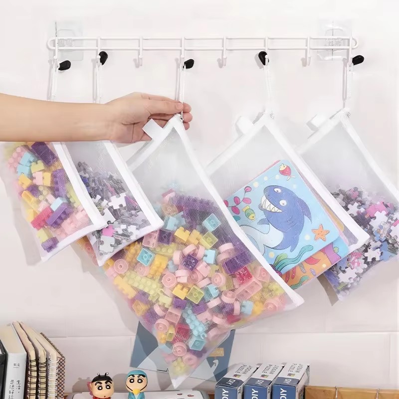 Kinder Puzzle Baustein Spielzeug Aufbewahrung Klassifizierungstasche transparenter Reißverschluss Netzbeutel Aufbewahrungswerkzeuge Kosmetik Organisation
