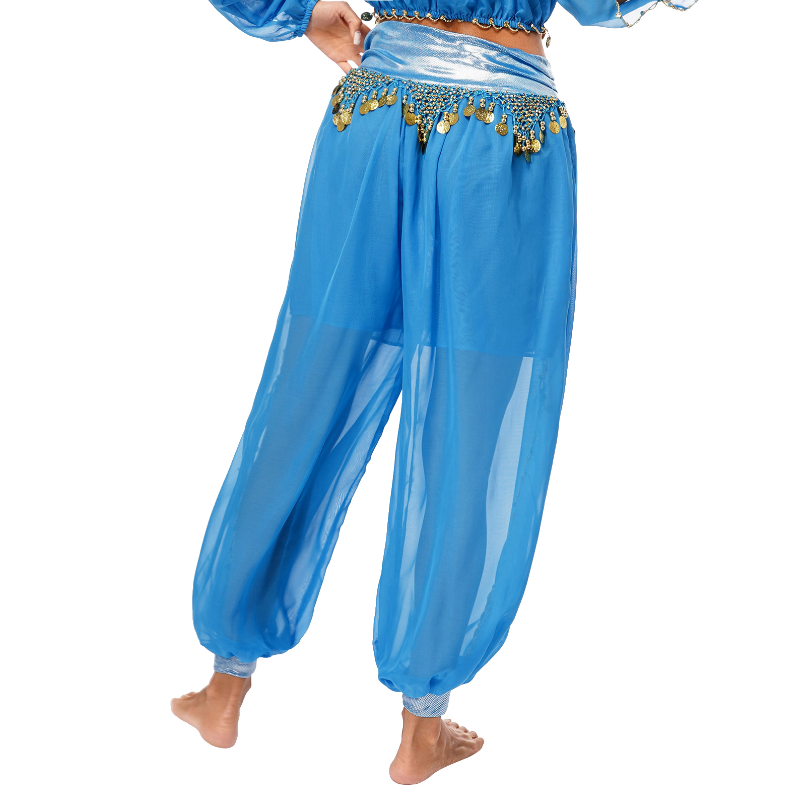 Pantaloni Harem da danza del ventre da donna Costume di carnevale di Halloween Pantaloni con nappe con paillettes Pantaloni larghi per spettacoli di danza araba tribale