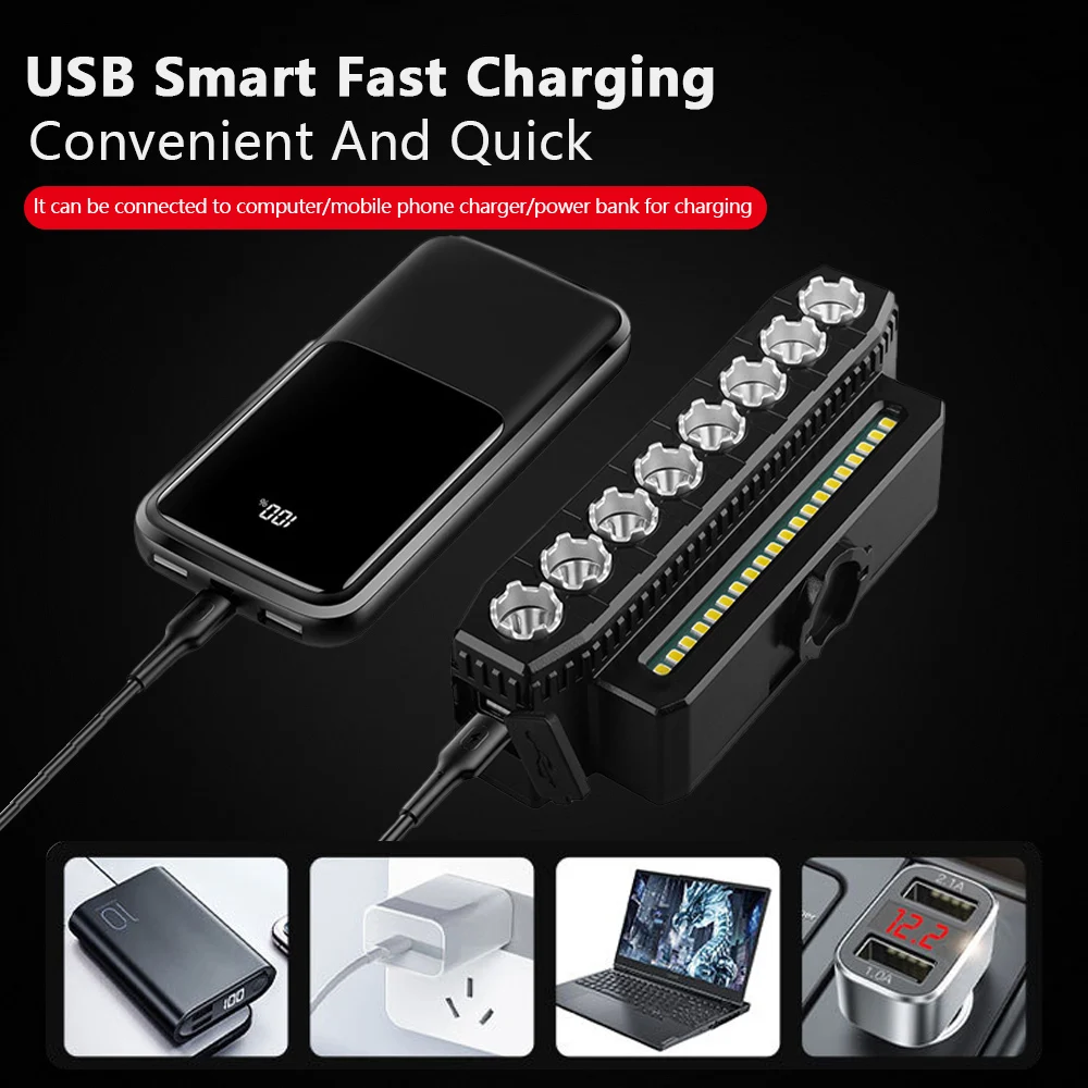 8 LED 自転車フロントライトホーン付き自転車ライト 6 モード USB 充電防水自転車ヘッドライト MTB サイクリングランプアクセサリー