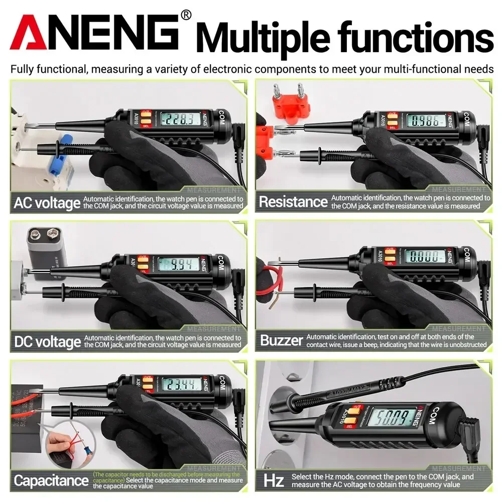 ANENG A3010 Pen Type Multimeter 4000 Counts Smart Dual Use NCV Voltage Sensing Backlight Digital Automatic Ranking Tools