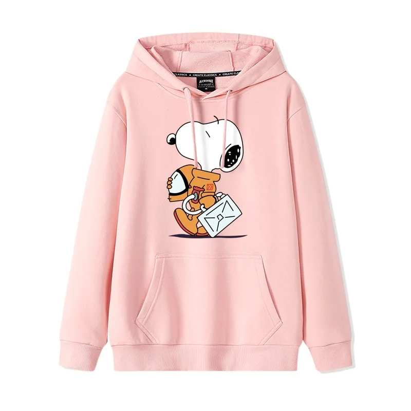 Nuevo jersey con estampado de Snoopy de dibujos animados con capucha de corazón para mujer, abrigo holgado de dibujos animados, Sudadera con capucha para pareja, moda informal versátil