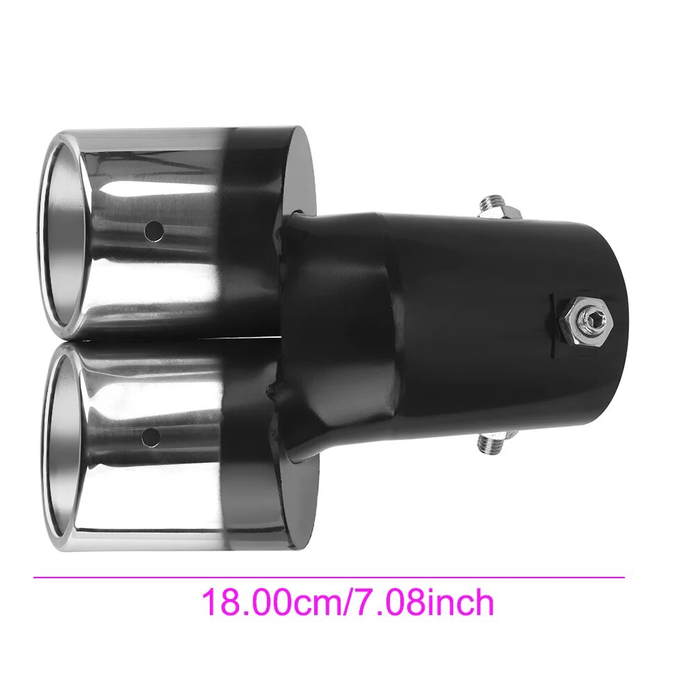 Universal Curved Double Outlet Car Exhaust Trim Muffler Pipe Tail Car Decoration Chrome Tail Pipe Stainless Steel Car Styling