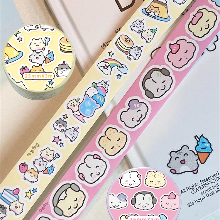 Kawaii 3m diy mão tenda fita adesivo kpop adesivos decorativos bonito dos desenhos animados papelaria escolar