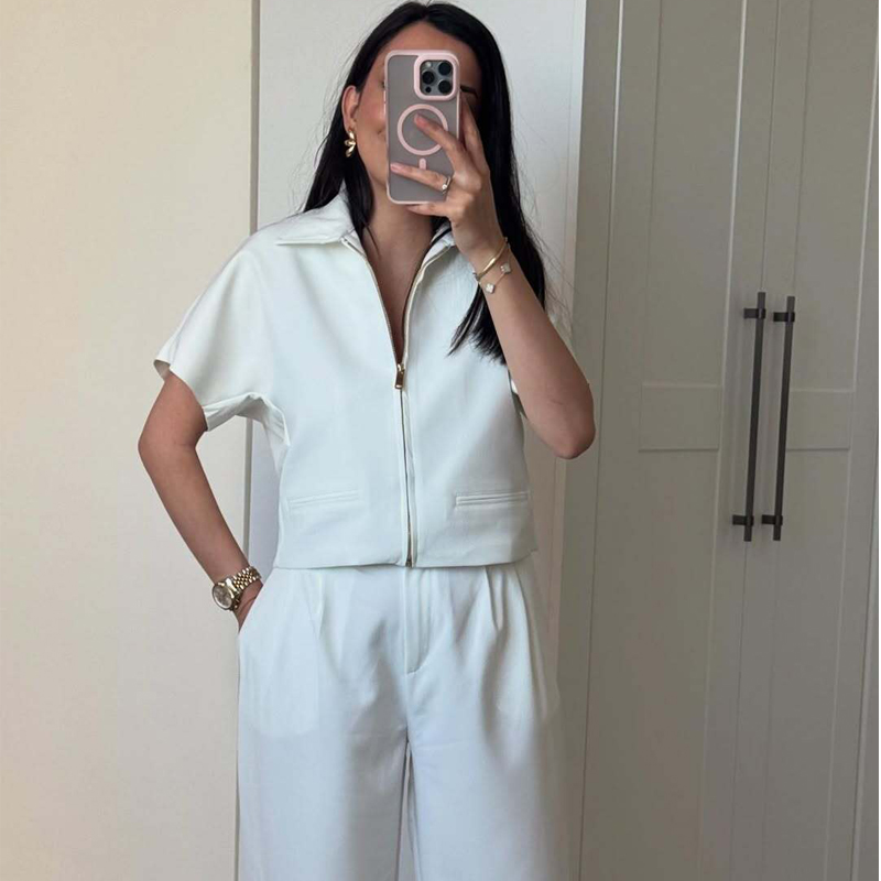 MUJER 2025 Cropped jas Dames Rits Varsity Damesjassen Korte mouw Damesjassen Casual Outerwears Vakantie Damesjassen