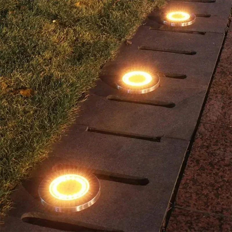 4 pacote de luzes solares ao ar livre 8leds disco lâmpada subterrânea holofote enterrado luz solar para casa jardim gramado quintal decoração