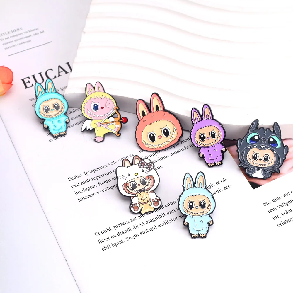 9 ชิ้น/เซ็ตน่ารักการ์ตูนกระต่ายโลหะอุปกรณ์เสริมกระต่ายน่ารักเข็มกลัดโลหะผสมตกแต่ง