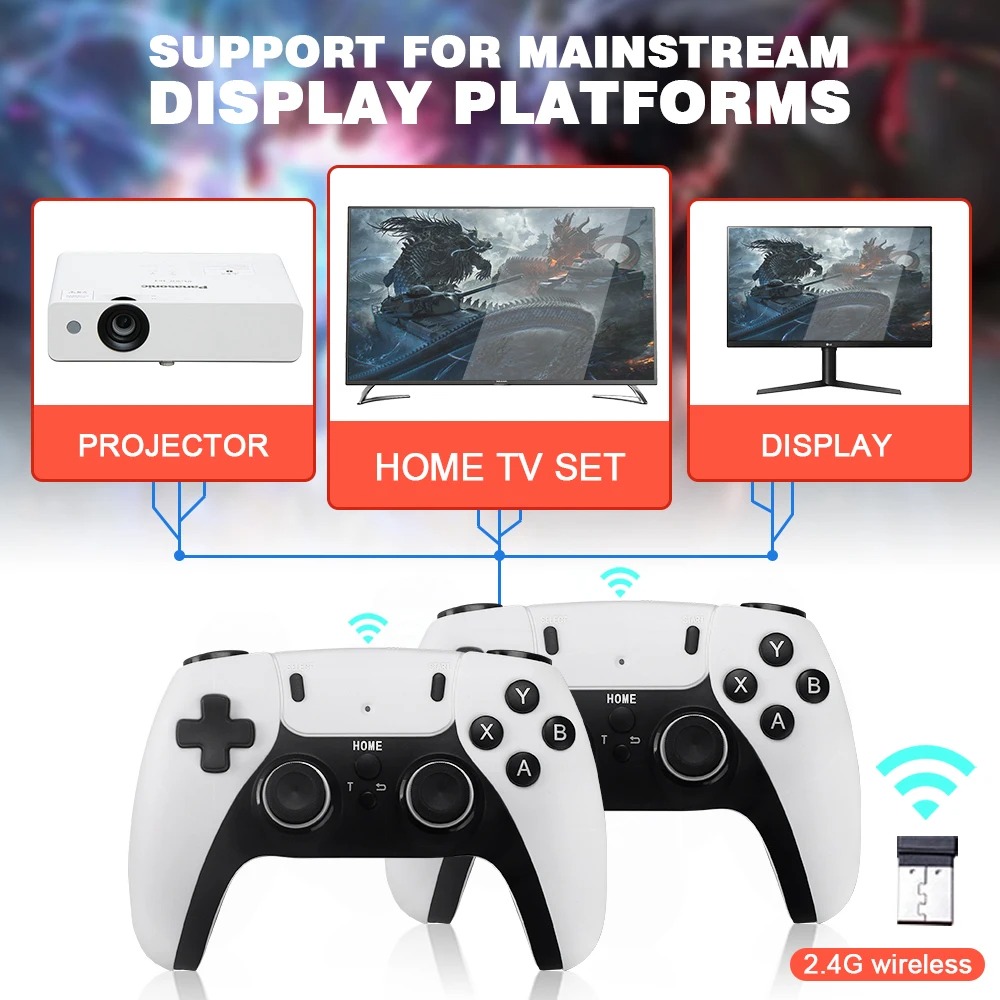 Novo gd10 pro console de videogame 2.4g duplo controlador sem fio jogo 4k 58000 jogos 256gb jogos retro menino presente natal