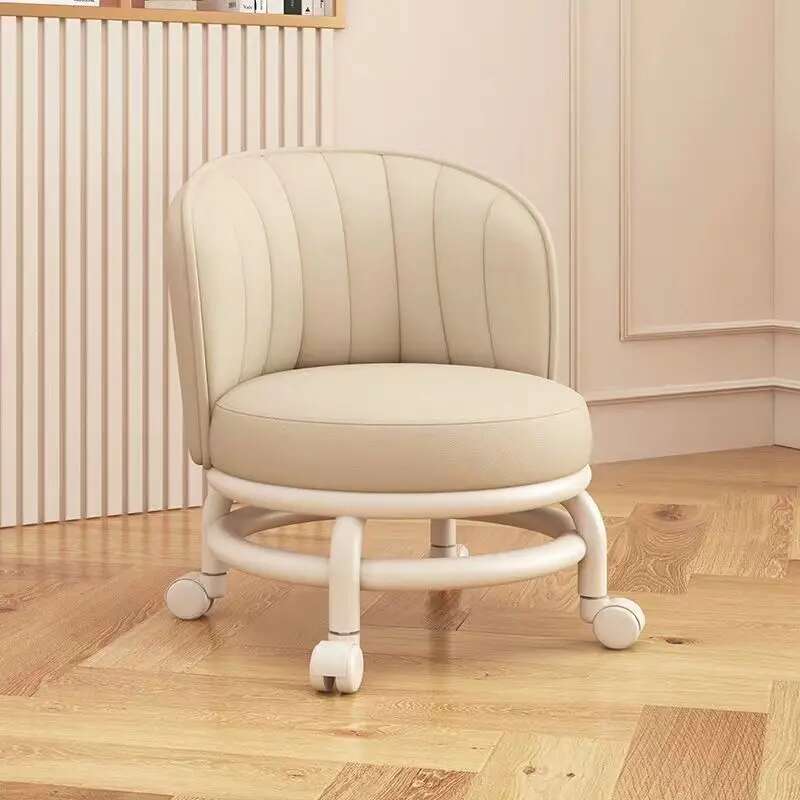 Taburete de rueda Universal, polea para el hogar, taburete bajo pequeño, silla, zapatos, taburetes de cambio, silla redonda giratoria de 360 grados para niños