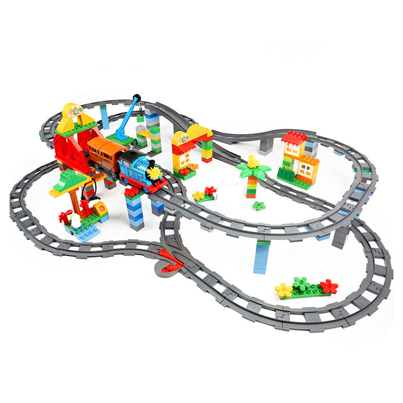 รถไฟขนส่งขนาดใหญ่ Building Blocks Creative TRACK อุปกรณ์เสริมประกอบของเล่นเด็กอิฐเข้ากันได้กับ City Train ชุด