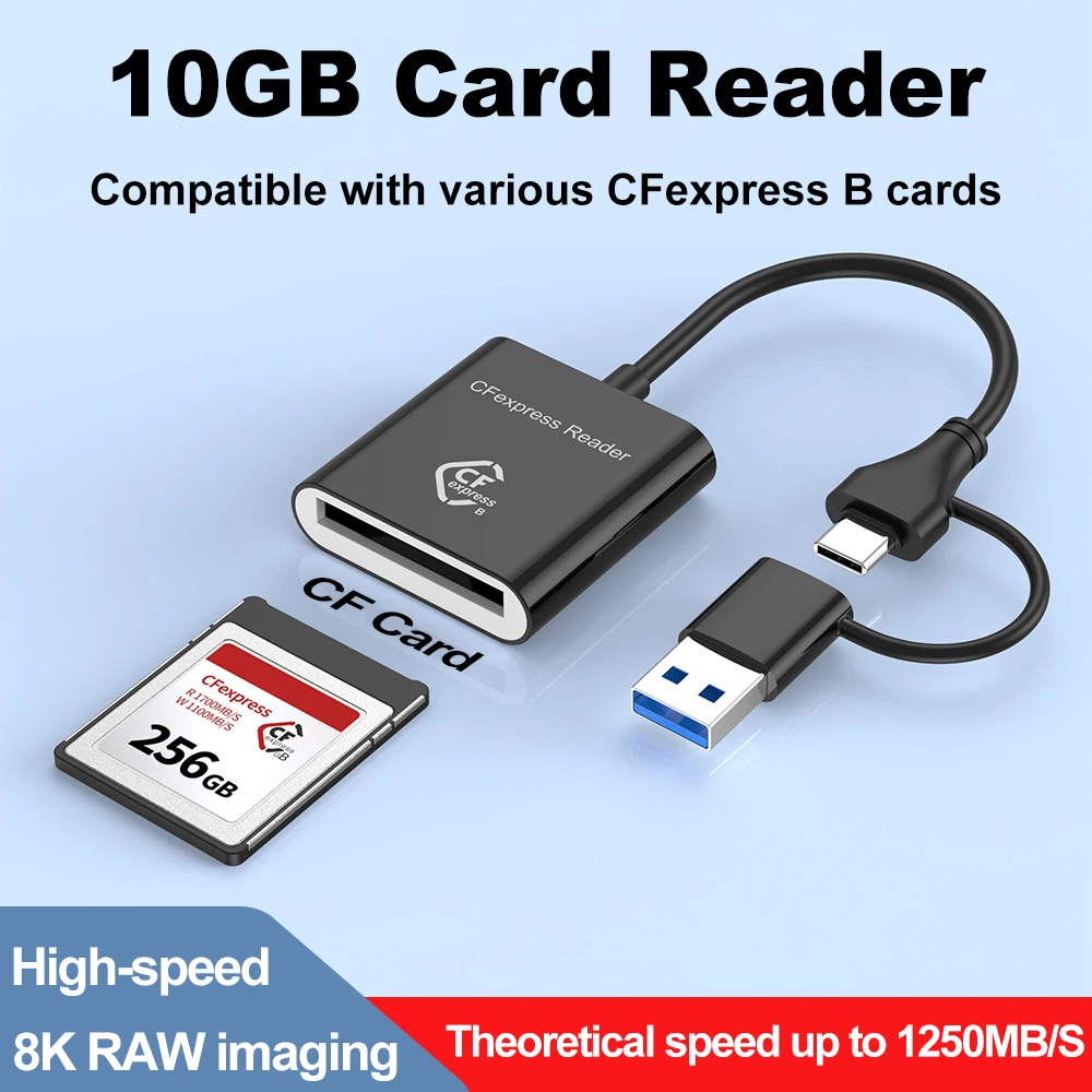 Устройство чтения карт CFexpress Type B, 10 Гбит/с, устройство чтения карт USB3.2 Gen2 USB-C CFe для Android Windows XP/Vista/7/8/8.1/10/11 Mac OS