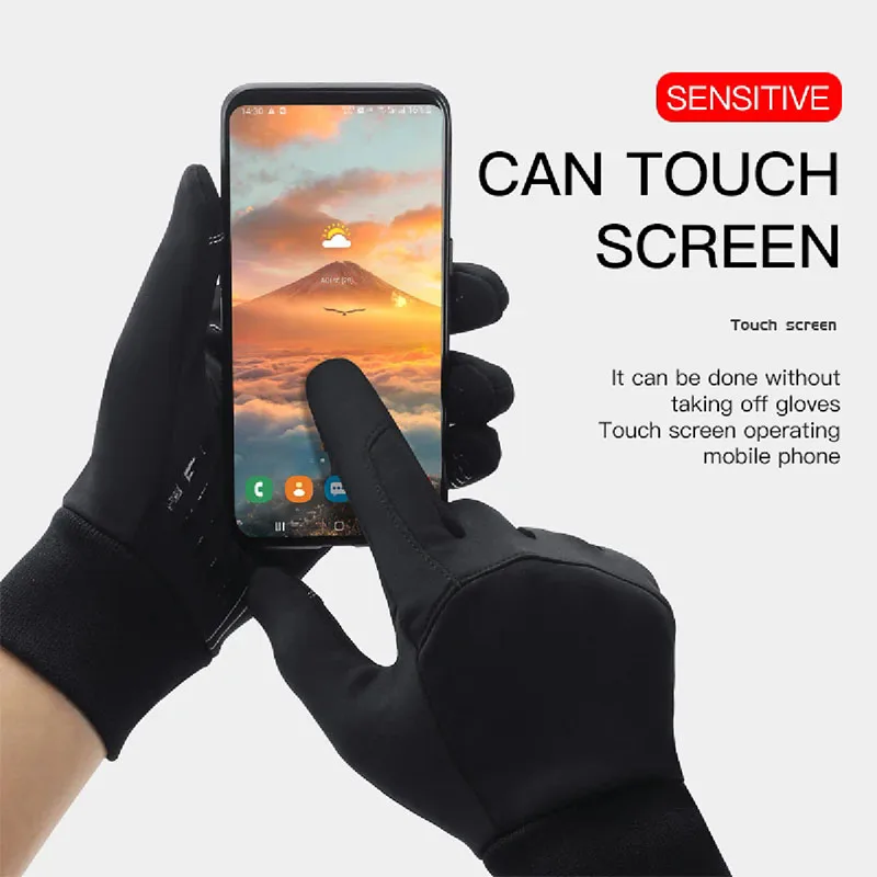 Windproof and Waterproof Outdoor Gloves Touch Screen Thumb and Index Finger Fingertips Warm Gloves for Running Cycling
