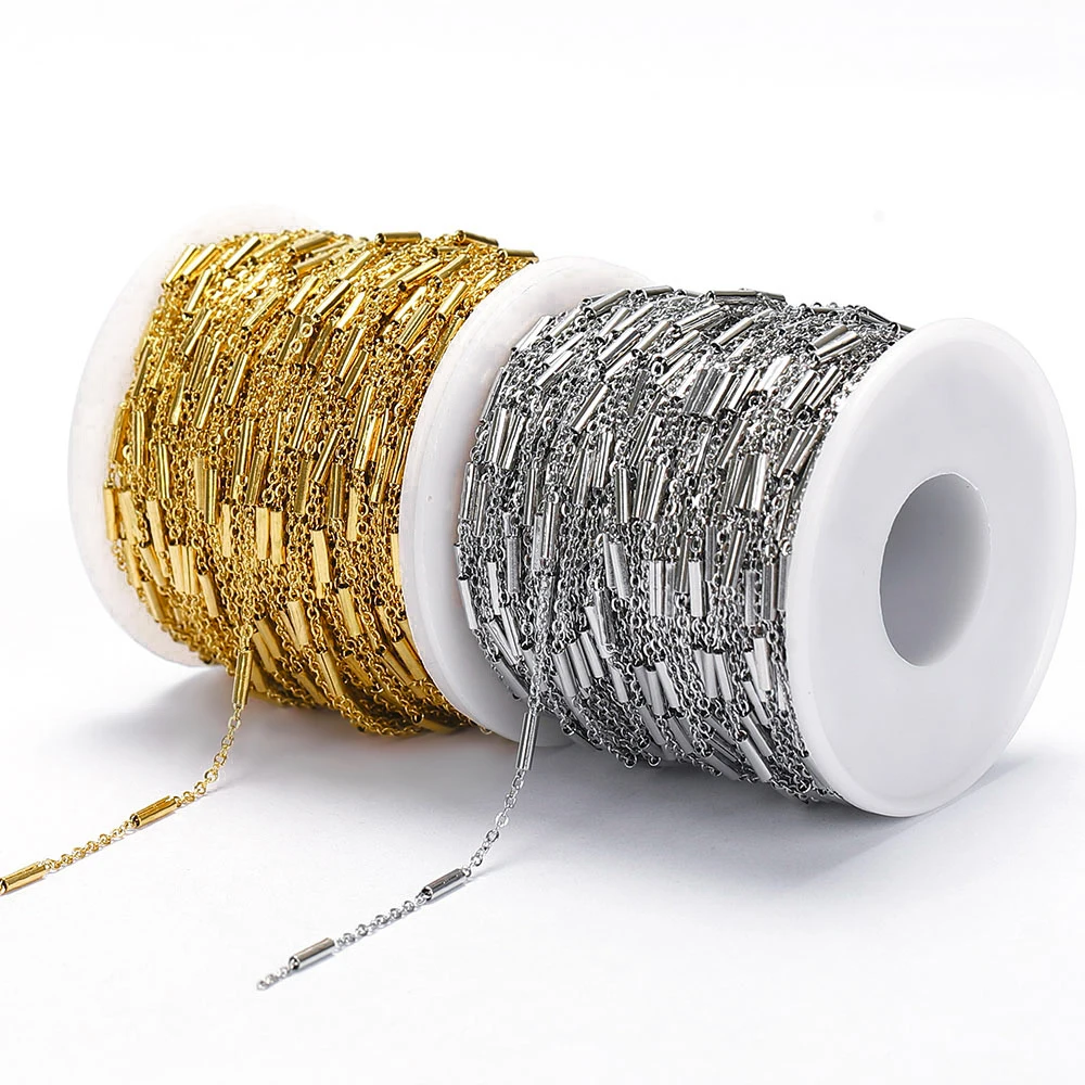 2 Mét Thép Không Gỉ Cáp Liên Kết Vàng Dây Chuyền Cho DIY Trang Sức Làm Rolo Dây Chuyền Chuỗi Hạt Vòng Cổ Vòng Tay Mắt Cá Chân Linh Kiện