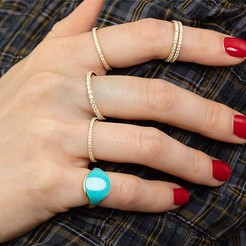 Tiny อ่อน Micro Pave Zircon แหวนอินเทรนด์ Chic คริสตัลเดททุกวันผู้หญิงแหวนแฟชั่นเครื่องประดับของขวัญ r133