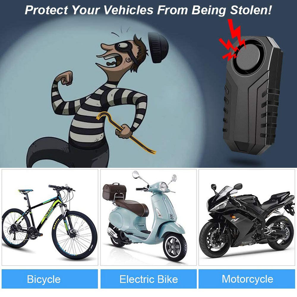 Extractme Wireless Motorcycle Vibration Alarm IP55 Waterproof Bicycle Alarm Remote Control Anti-theft Bike Detector Alarm System