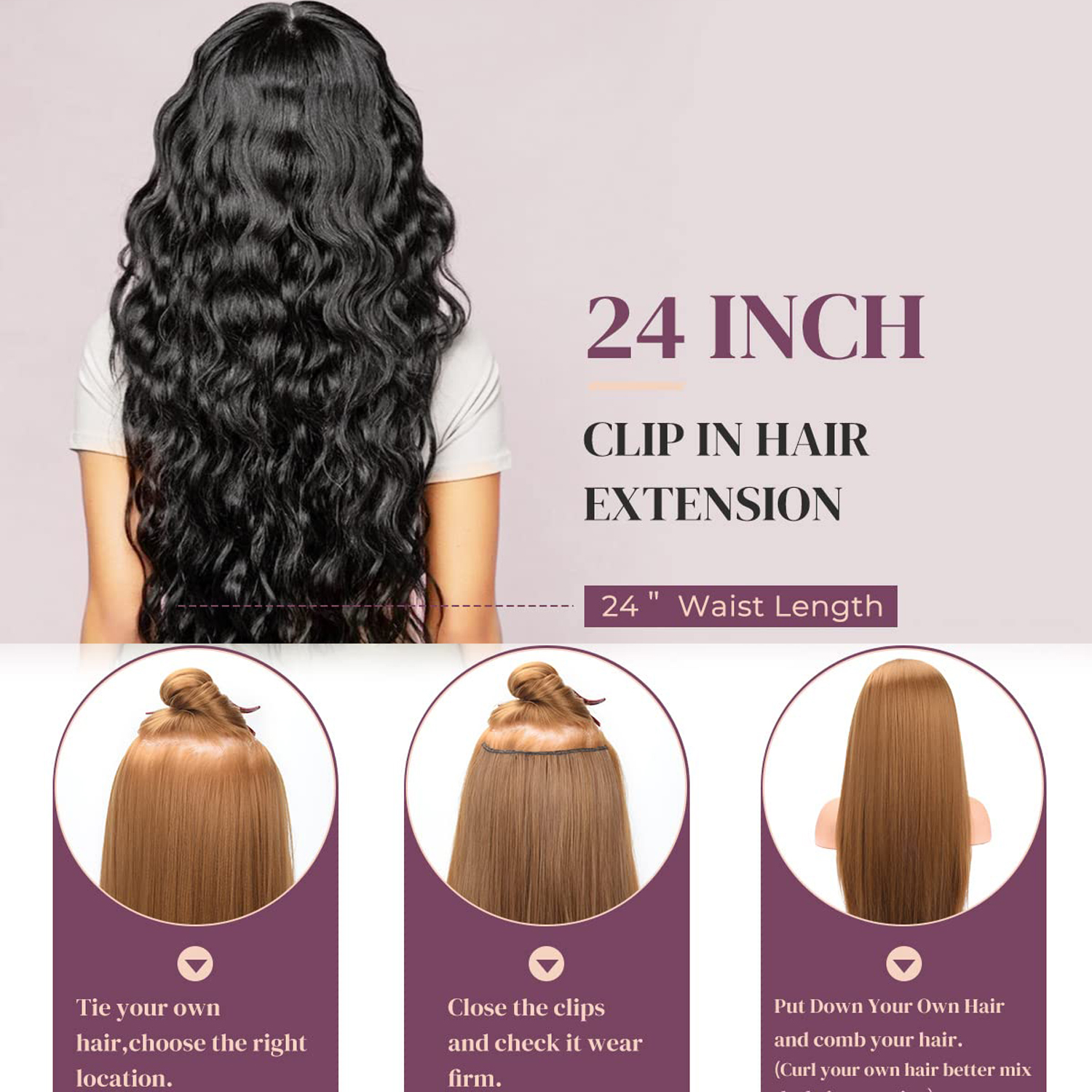 クリップインヘアエクステンション 16 クリップ 22 インチロング水波ヘアエクステンション女性のための全頭人工毛エクステンションヘアピース