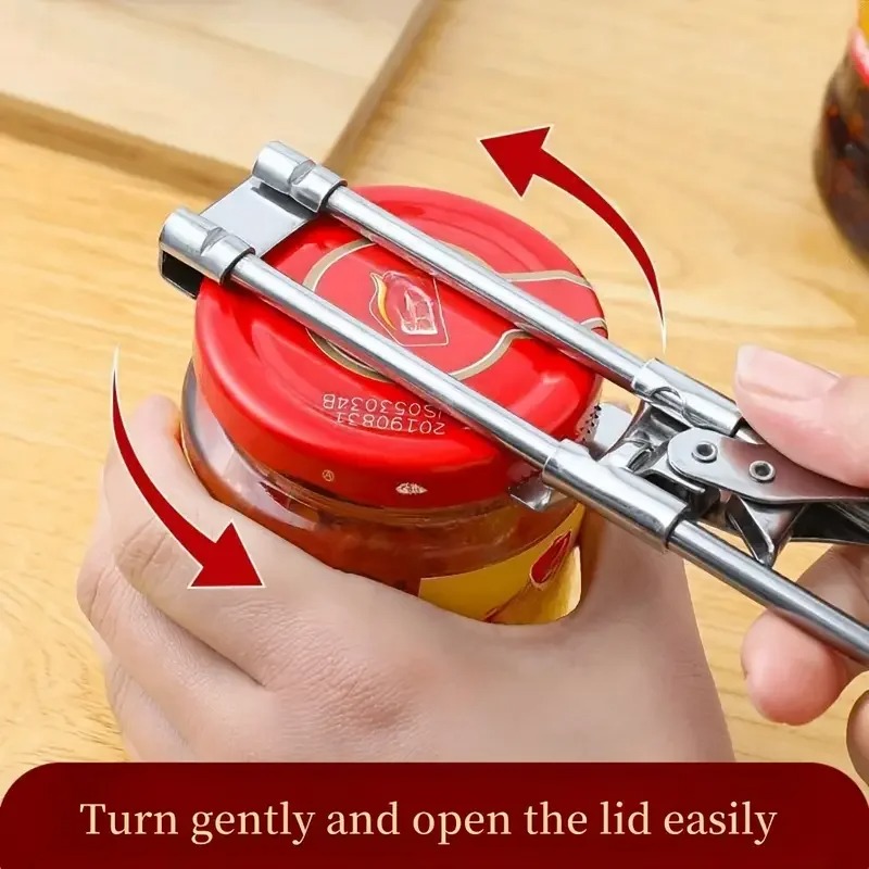 Verstelbare multifunctionele flesopener Roestvrijstalen deksels Off Jar Opener Arbeidsbesparende schroefblikopener voor keukengereedschap