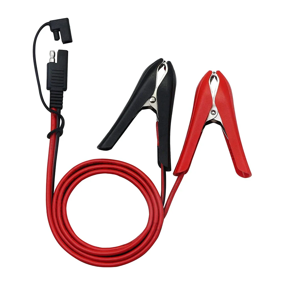 Clip de cocodrilo de 100CM y 14AWG a conector SAE, Cable de extensión de carga de energía Solar para coche de desconexión rápida