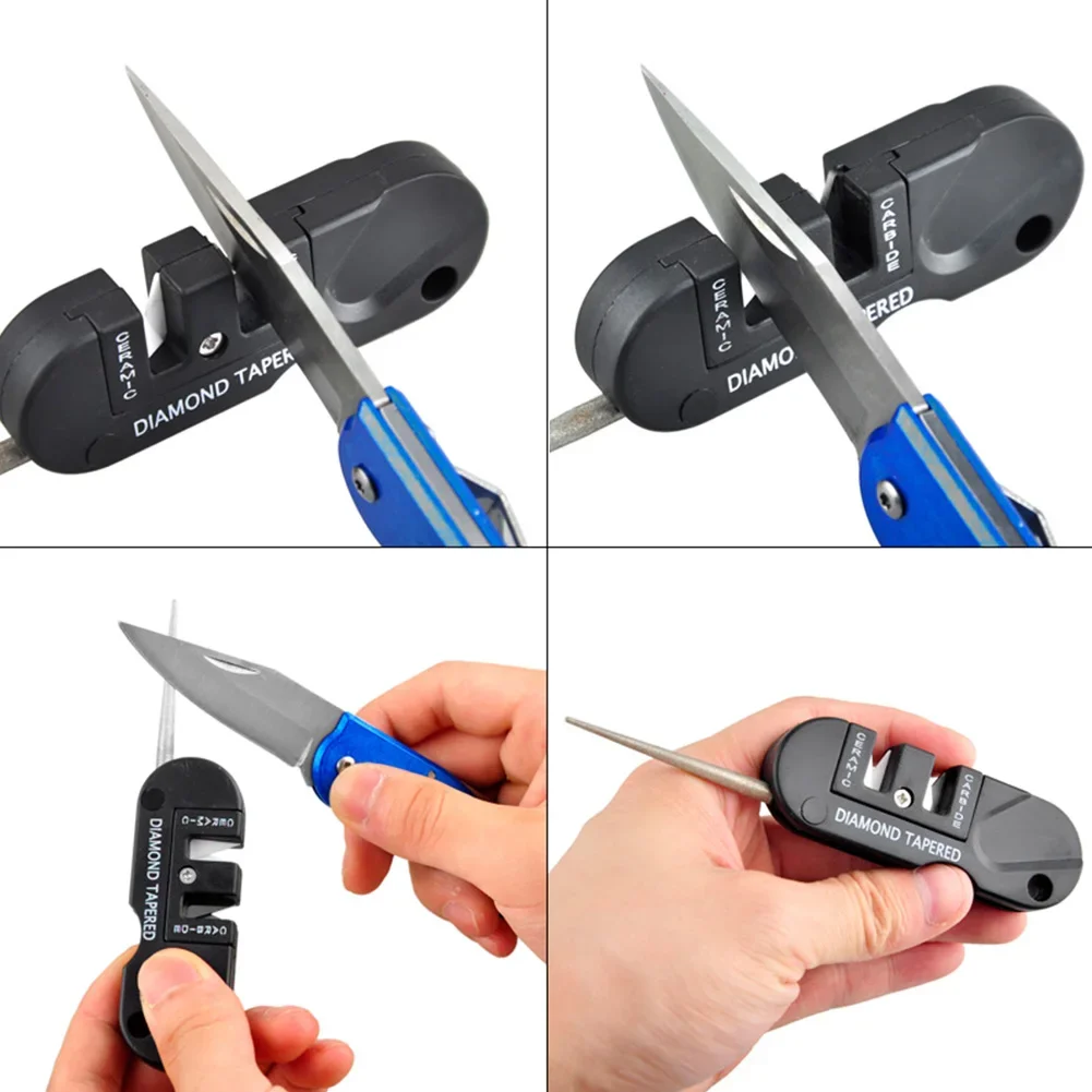 Portable Tungsten Ceramic Carbide knife sharpener professional kit Whetstone Kitchen Tool Camping Hiking tactical Survival Gear