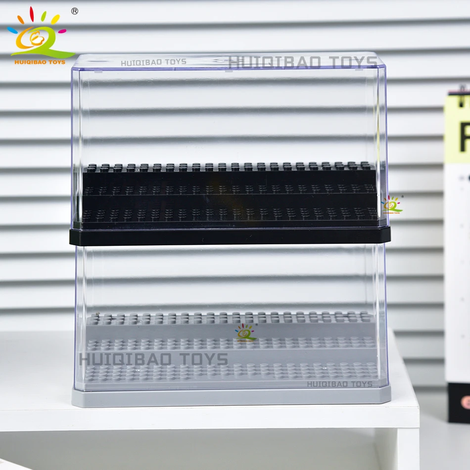 HUIQIBAO ป้องกันฝุ่นกล่องแสดงสําหรับคอลเลกชัน Building Blocks ตัวเลขกล่องอิฐของเล่นเด็กเด็ก