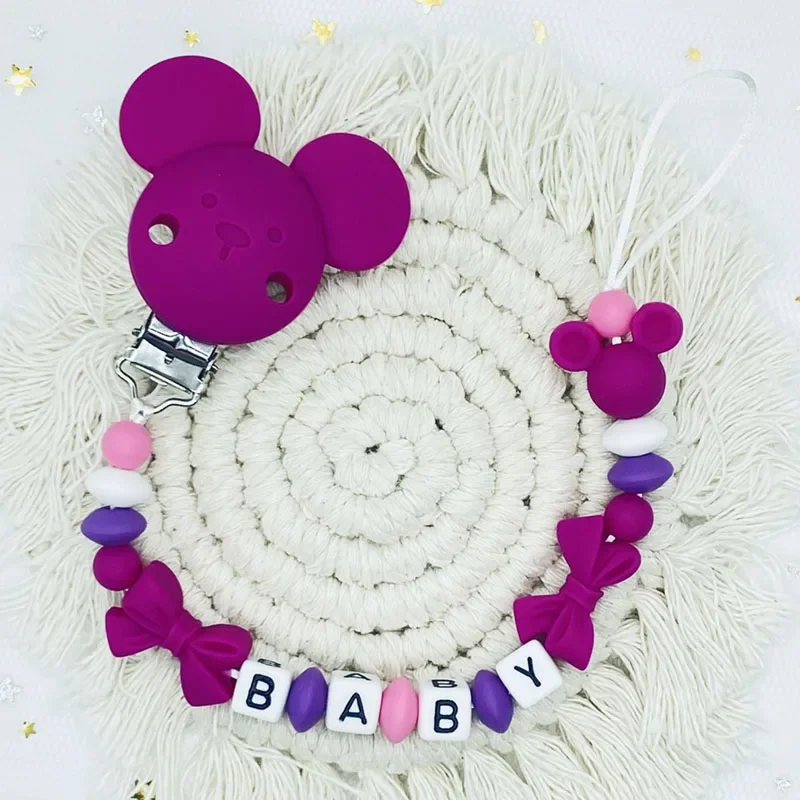 Giá Rẻ Handmade Cá Tính Tên Cho Em Bé Kẹp Dây Xích Viền Silicone Miếng Dán Mọc Răng Đồ Chơi Giả Giá Đỡ Núm Vú Giả Dây Chuyền Tặng