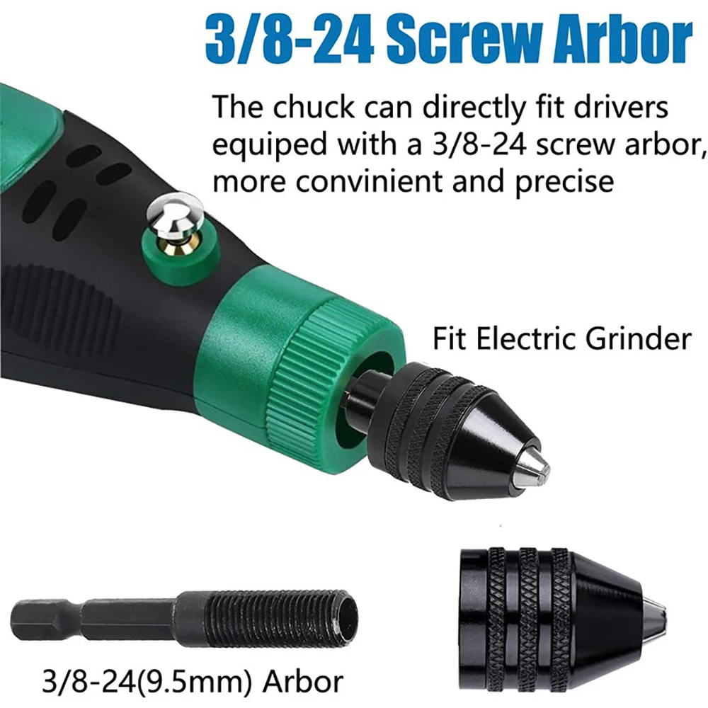 Mini Keyless Chuck Electric Drill Bits Collet Converter Extension Screwdriver Drill Adapter Fixture Tool 1/4" Hex Shank Change