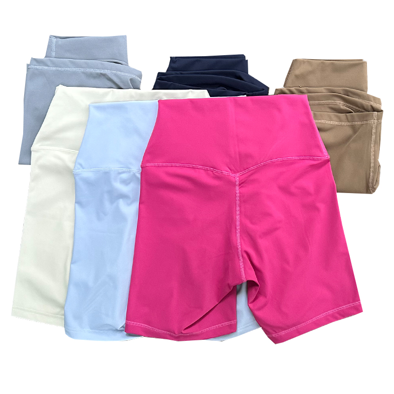 Pantalones cortos deportivos para mujer, pantalones cortos de Yoga de cintura alta, ajustados, levantadores de glúteos, gimnasio, correr, pantalones cortos de nailon de alta elasticidad