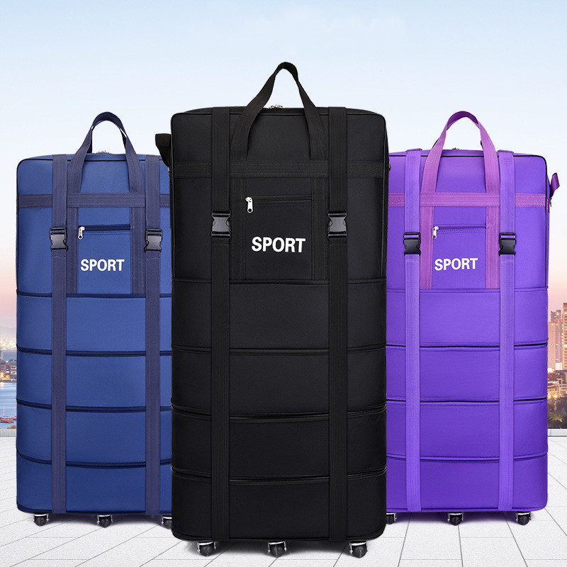 Luggage Bag With Wheels Expandable Folding Oxford Trolley Suitcase  Unisex Carrier Bag Weekend Trip Airplane Luggage Storage Bag