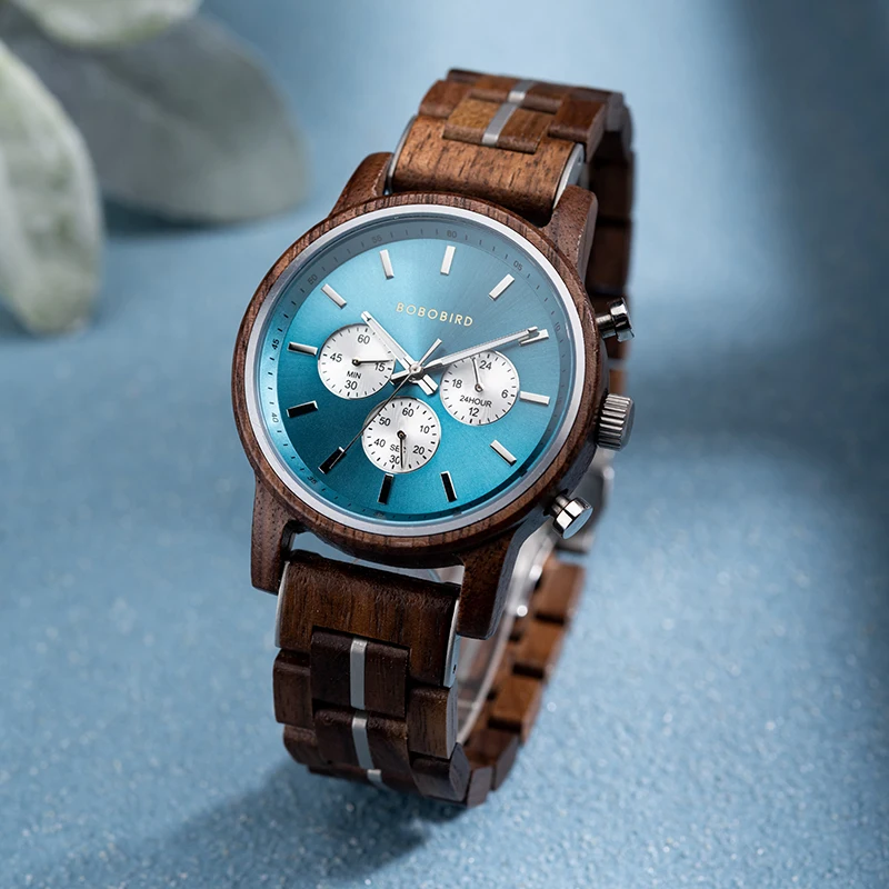 BOBO BIRD-reloj analógico de madera para hombre y mujer, nuevo accesorio de pulsera de cuarzo resistente al agua con cronógrafo grabado, complemento masculino de marca de lujo con fecha automática
