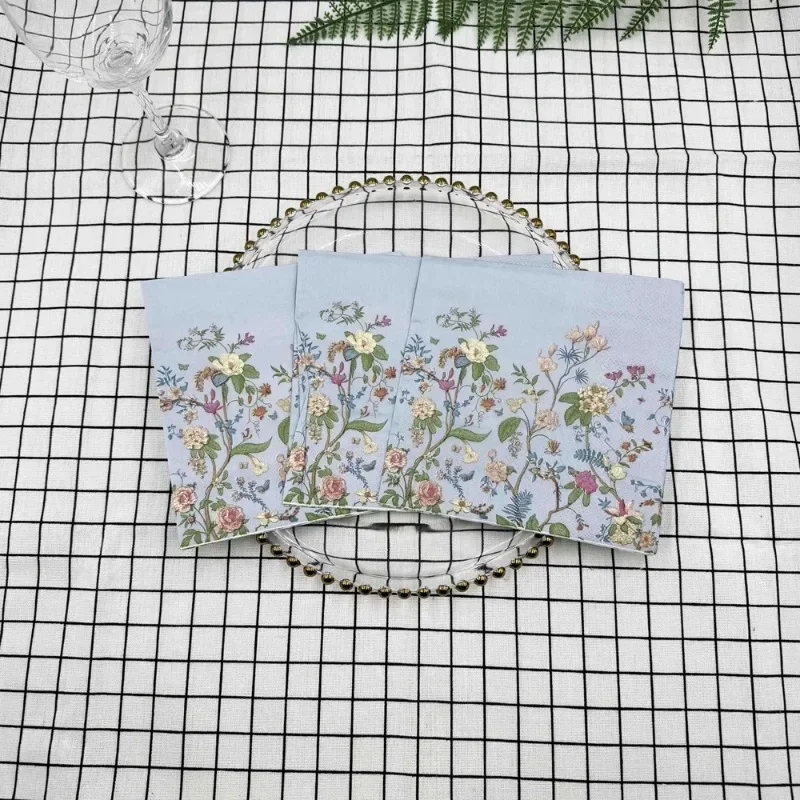 20 pièces/paquet 33cm serviettes imprimées Premium coloré Floral serviettes en papier fête d'anniversaire napperon papier papillon os Bart papier