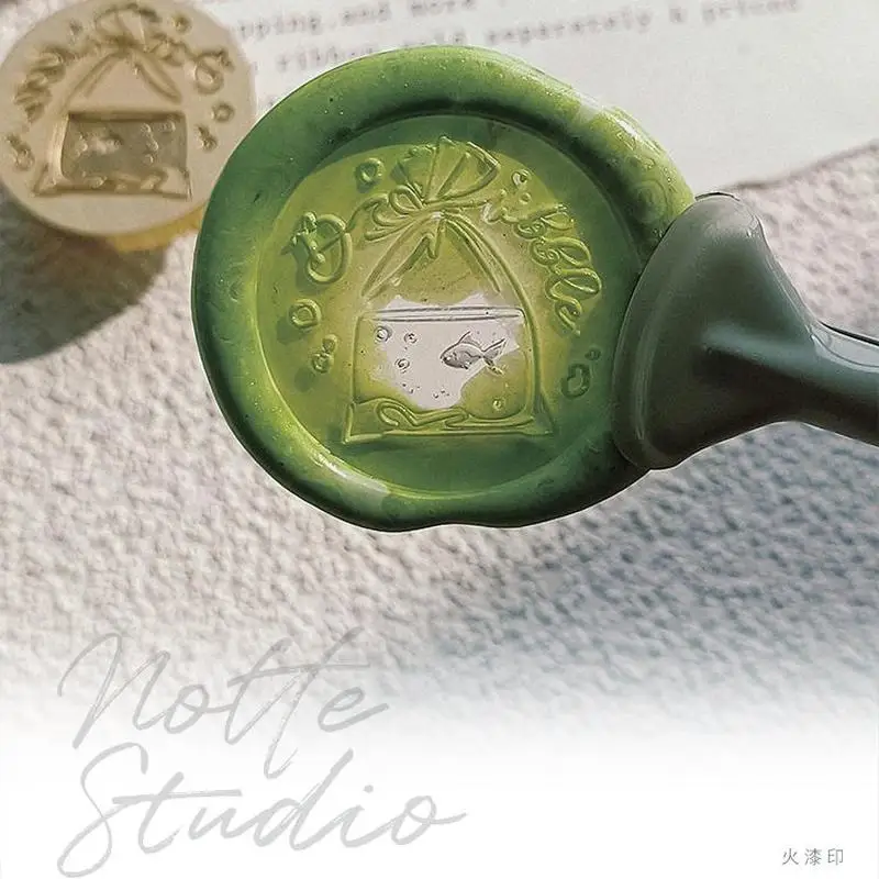 面白いワックスシールスタンプ魚バッグエンボスシールスタンプ銅ヘッド 3d つや消しレリーフ真鍮ヘッド封筒シールスタンプおもちゃ彫刻