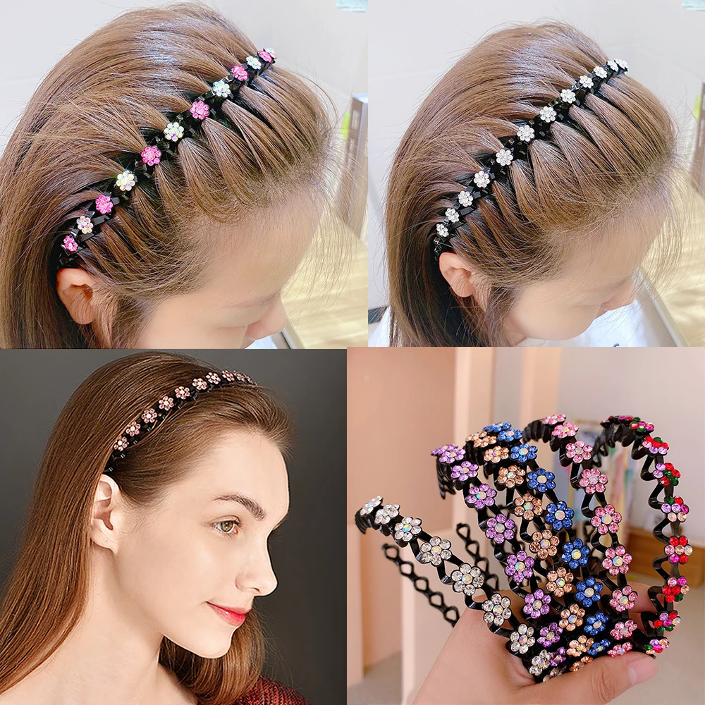 Neue rutschfeste Strass-Stirnbänder, solide Wellen-Haarbänder für Frauen und Mädchen, Lünette, modischer Haarreifen, Damen-Boutique-Haar-Accessoires