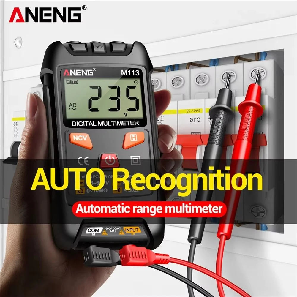 มัลติมิเตอร์แบบดิจิตอลอัตโนมัติ Professional ANENG M113 Multimetro AC DC แรงดันไฟฟ้า 600V Auto Range Ohm NCV เครื่องมือทดสอบความต้านทาน