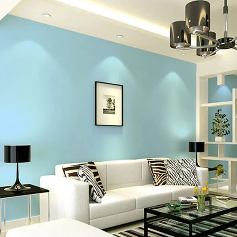 PVC กันน้ําหนา Self กาววอลเปเปอร์ตกแต่งบ้านห้องนั่งเล่นห้องนอนวอลล์เปเปอร์สีทึบ Self Adhesive