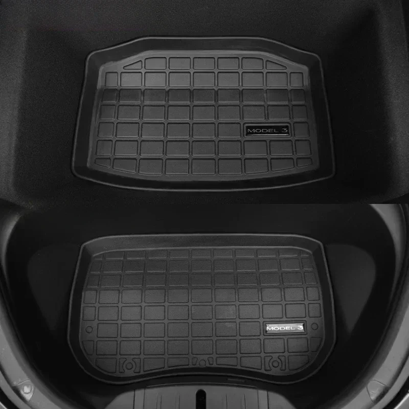 For Tesla Model Y Model 3 2021-23 TPE Car Front Rear Trunk Storage Box Mat Pad Waterproof Protective Liner Trunk Tray Floor Mat