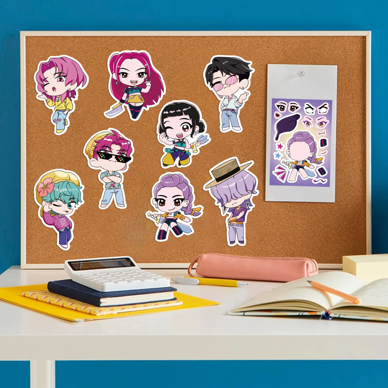 8/16/24Pcs K-Pop Jigsaw puzzle Stickers Witch Hunter Make a face Stickers DIY Handicrafts Waterproof Repeatable Sticker