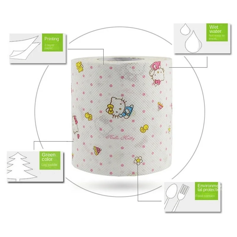 Hello Kitty ม้วนกระดาษน่ารักสร้างสรรค์บ้าน2ชั้นพิมพ์ห้องน้ำกระดาษม้วนโต๊ะในครัวห้องน้ำกระดาษอุปกรณ์ของขวัญ