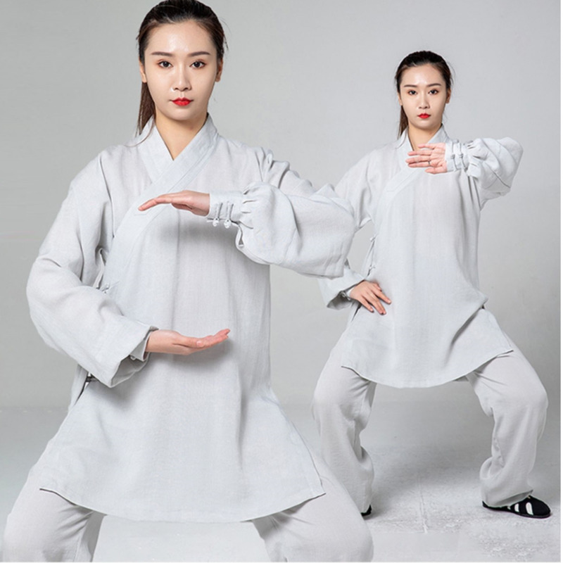 Feminino chinês tradicional algodão linho roupas wudang tai chi prática uniforme de arte marcial taoísta kung fu topo e calças conjunto