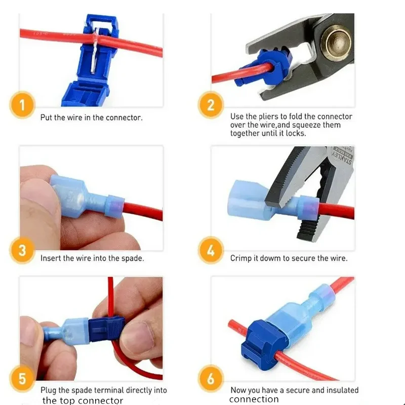 120/240PCS T Tap Wire Terminals Self-Stripping Quick Connecting Splice Electrical Wire Connectors Insulated Male