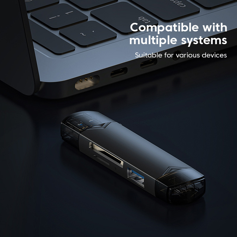 6 in 1 Card Reader USB3.0 Lector de tarjetas 6 en 1 USB 3,0 a tipo C, Micro USB Universal, adaptador OTG, adaptador multifuncional, SD, TF, transmisión de alta velocidad