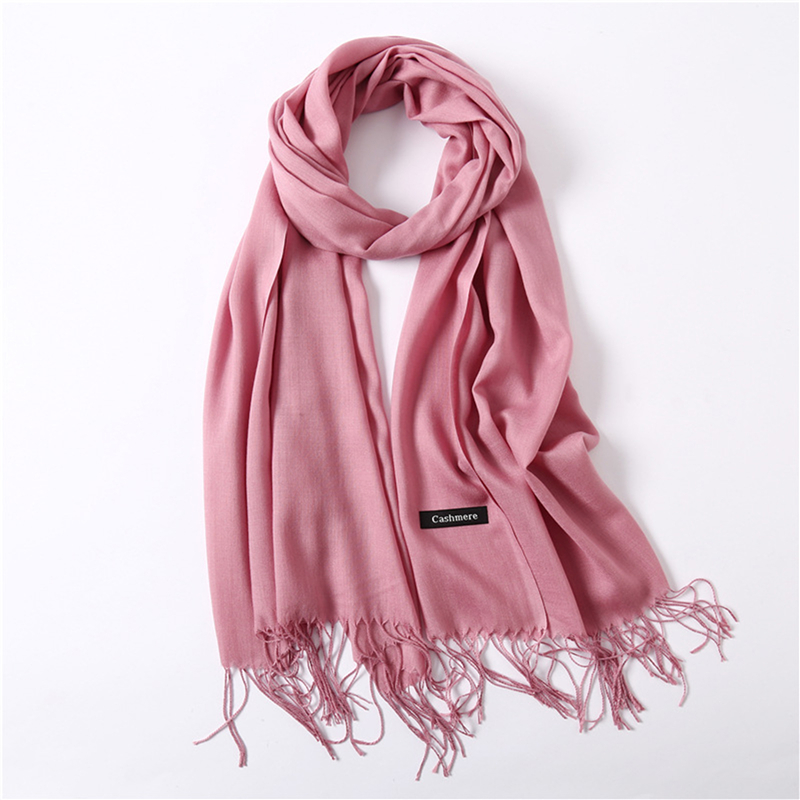 패션 솔리드 컬러 2024 여성 스카프 겨울 Hijabs Tassels 긴 레이디 Shawls 캐시미어 Pashmina Bandana 스카프 랩 Echarpe