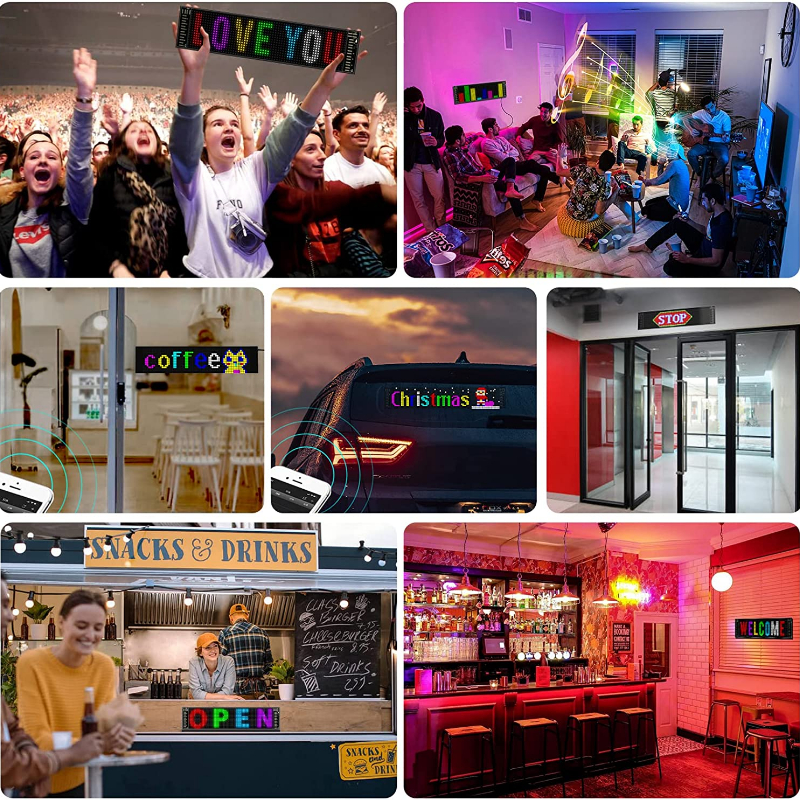 LED Matrix Pixel Paneel, USB 5V Flexibel Adresseerbaar RGB Patroon Graffiti Scrollende Tekst Animatie Display Autowinkel, Bluetooth APP