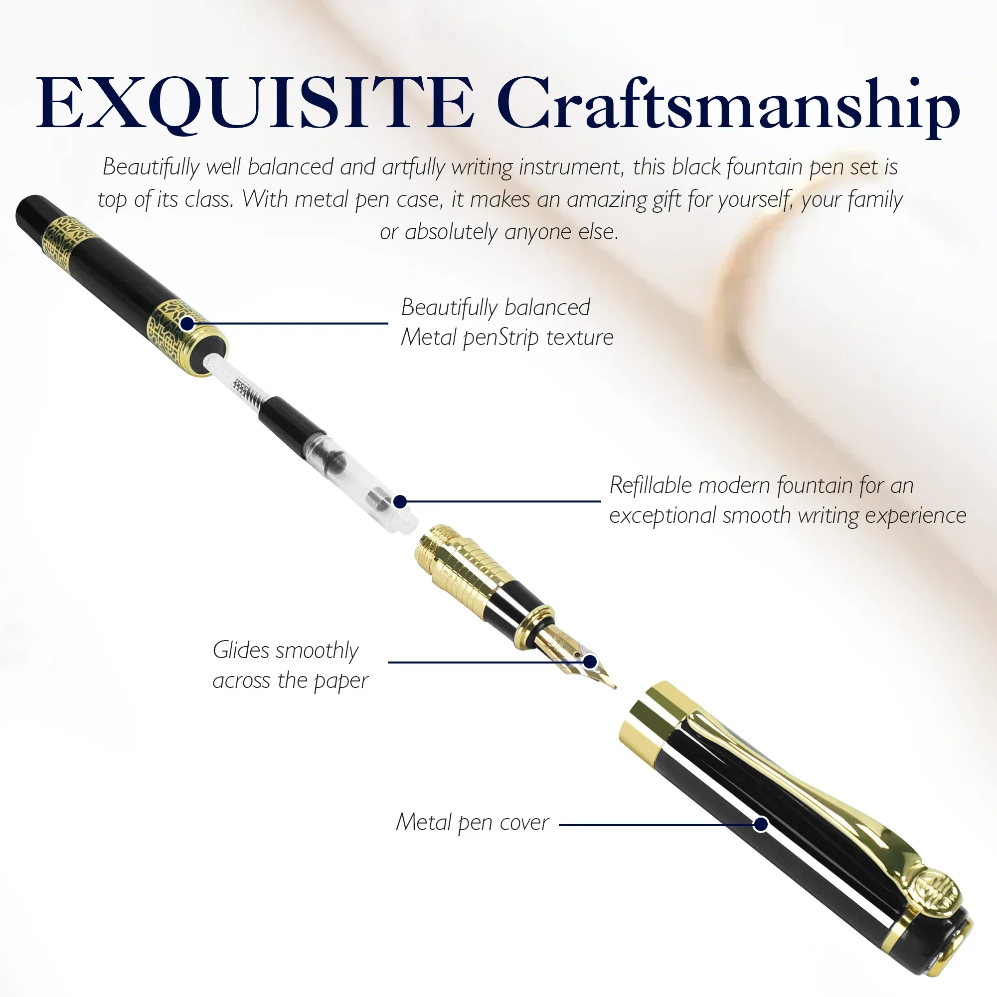 Caneta tinteiro de metal retrô f nib design clássico com conversor de alta qualidade para escrita de negócios material escolar de escritório papelaria