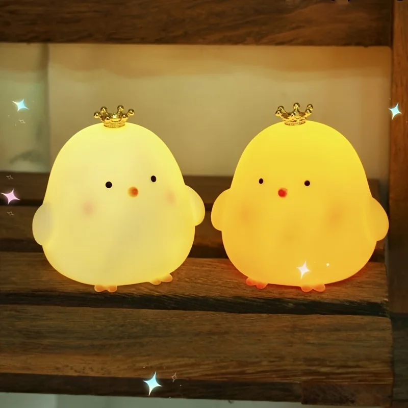 Corona de pollito, luz nocturna, decoración de dormitorio, luz nocturna de animales de dibujos animados, regalos de Navidad para habitación de niños, lámpara para dormir junto a la cama