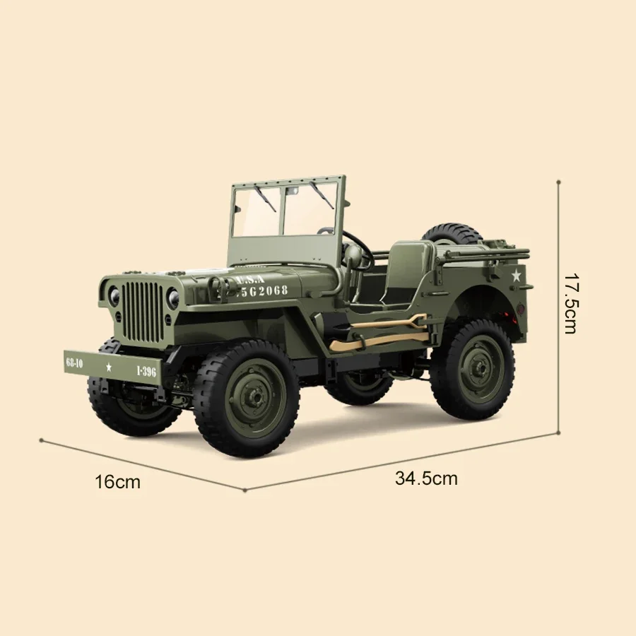 JJRC C8815 Rc Auto 1:10 JEEP MB 2.4g 4wd RTR Crawler Klimmen Schaal Militaire Vrachtwagen Terreinwagen Volwassen Speelgoed Cadeau voor Kinderen