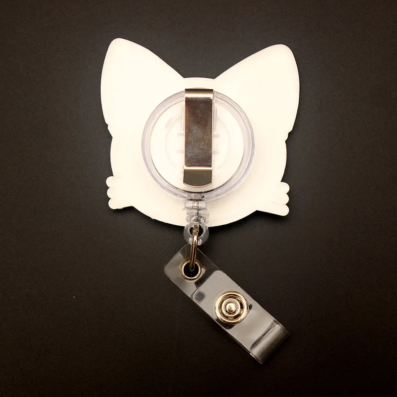 Porta badge scalabile in stile coniglio bianco carino di grandi dimensioni, porta badge scalabile, infermiera, medico, studente, targhetta con nome e porta documenti, accessori